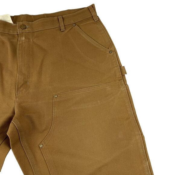 Mens Carhartt B01 BRN Dungaree Fit Brown Double Knee Work Pants Distressed - Picture 4 of 12